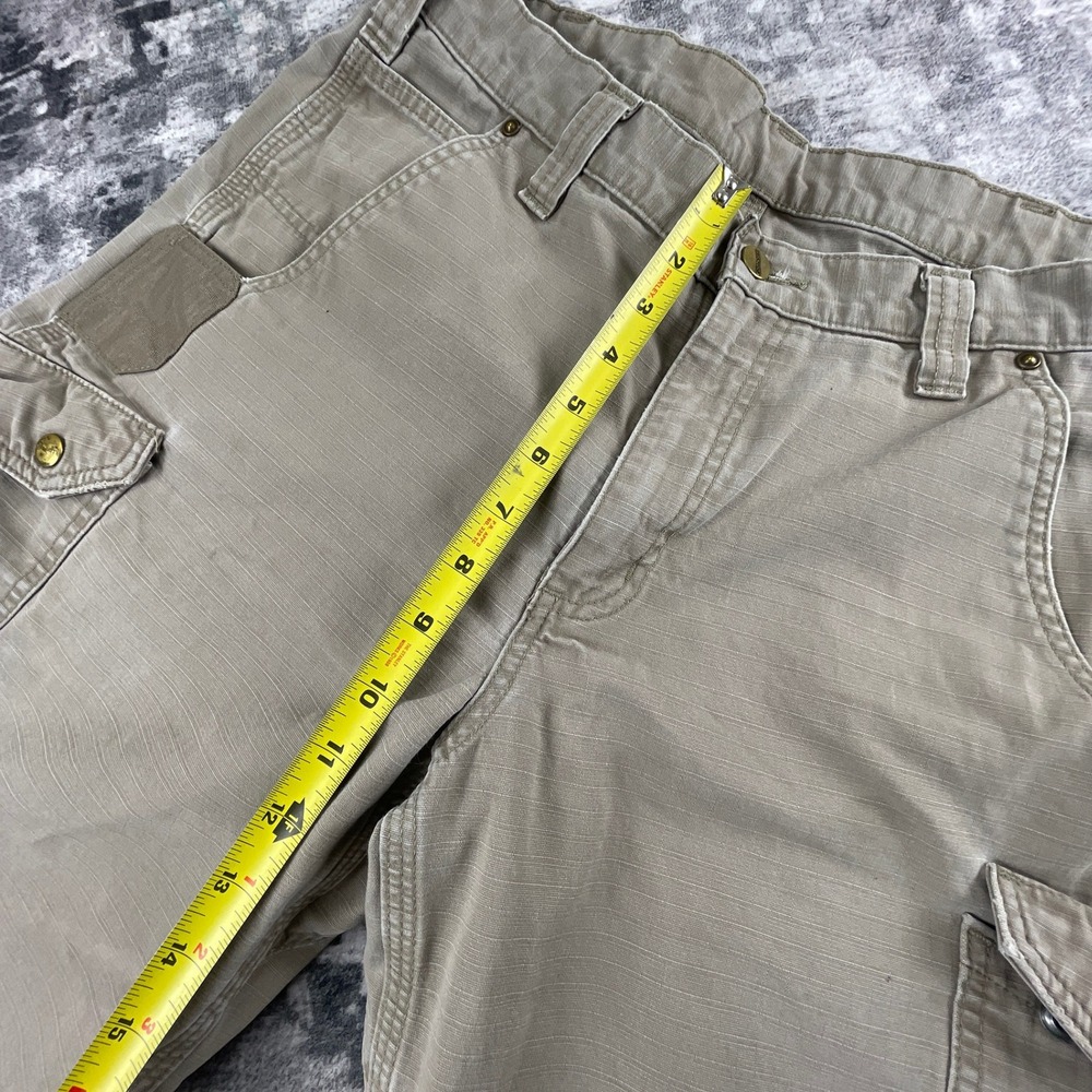 Carhartt Mens 36 Cargo Carpenter Shorts Ripstop Tan Relaxed Fit Rugged Workwear - Picture 3 of 15